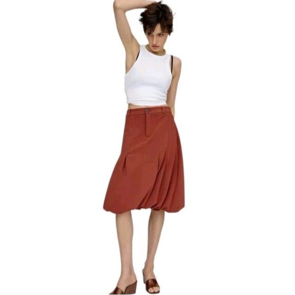 Maeve Anthropologie Maroon Bubble Skirt Womens S Knee Length Business Casual